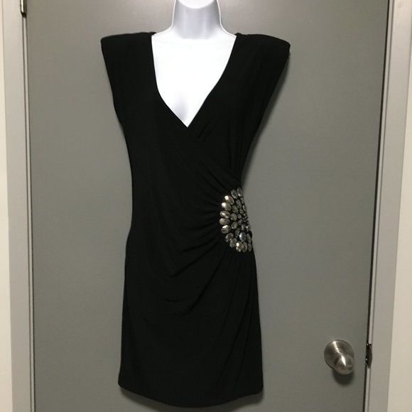 LBD crossover stretch polyester dress - Picture 1 of 6